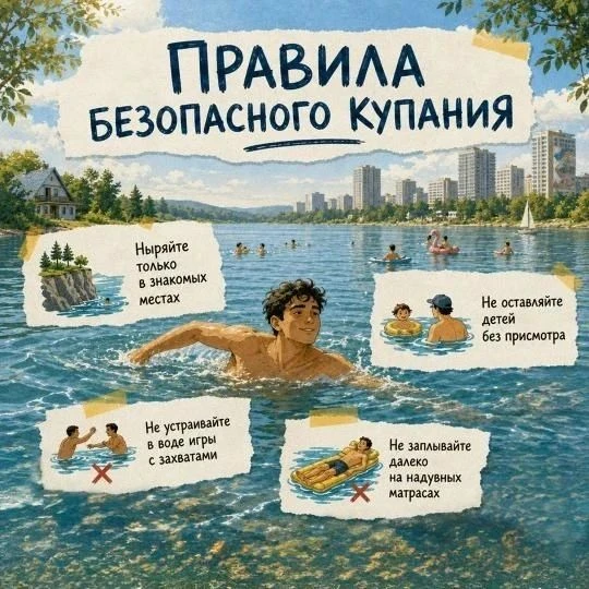 Специалисты МКУ «Управление по делам ГОЗНТЧС города Брянска» напоминают: купайтесь только в официаль