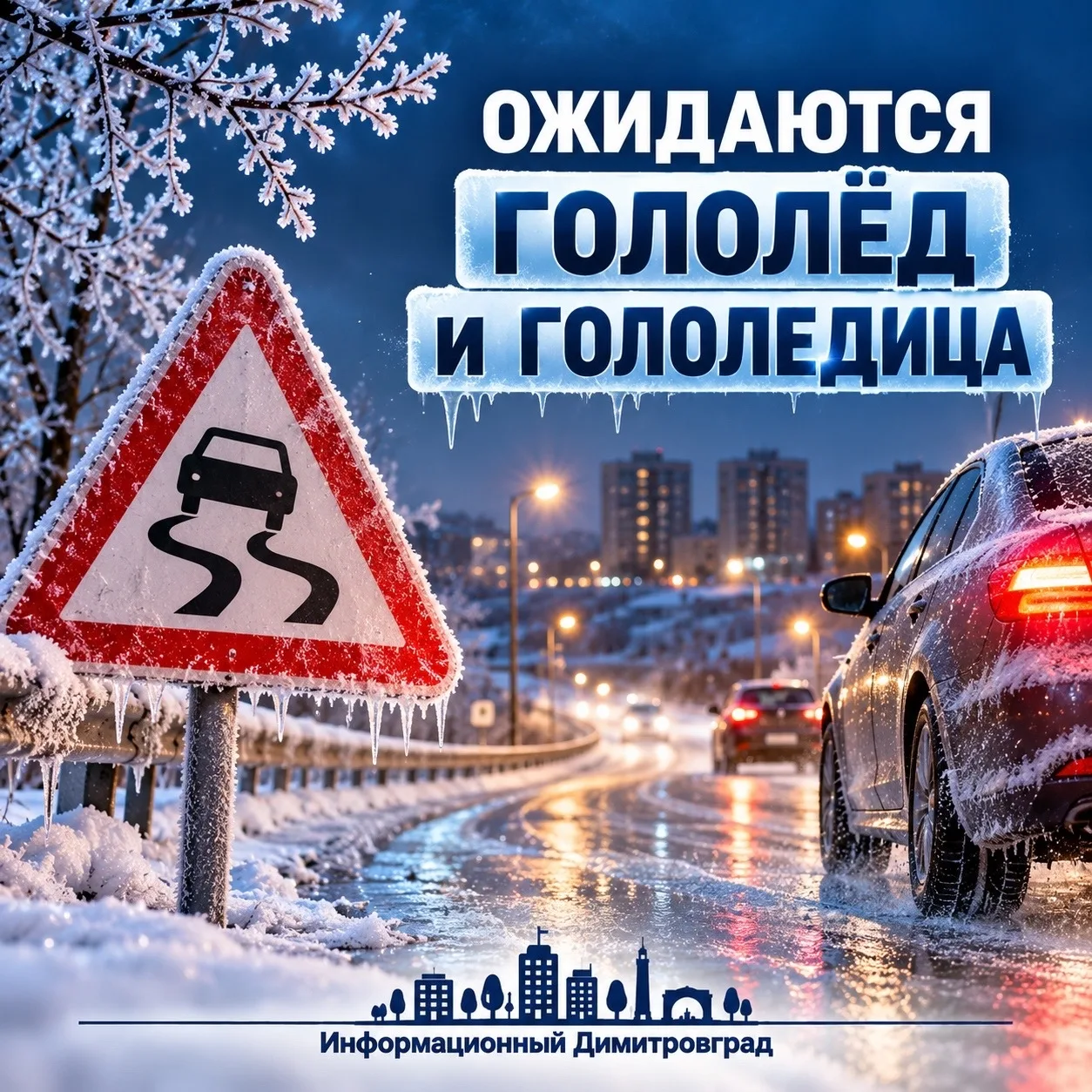 ❄️ Ночью в Ульяновской области ожидаются гололёд и гололедица