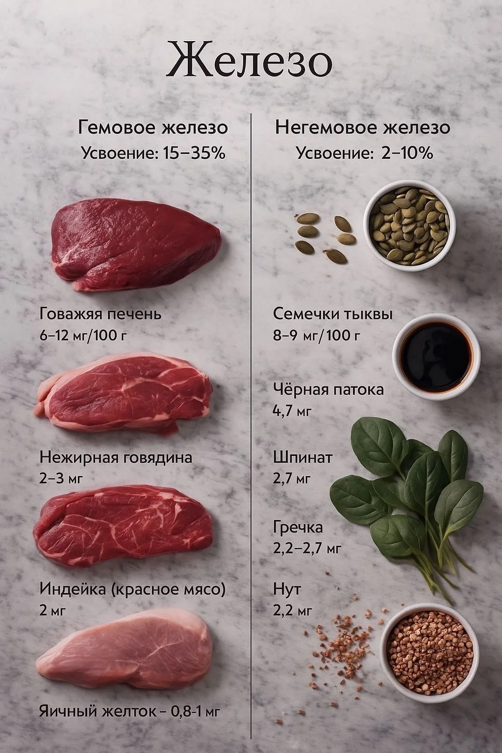 🩸 Топ‑5 продуктов для поддержания уровня ферритина: советы от клиники «Империя Мед»