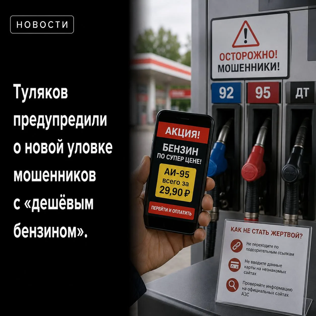 ⛽️ Туляков предупредили о новой уловке мошенников с «дешёвым бензином».