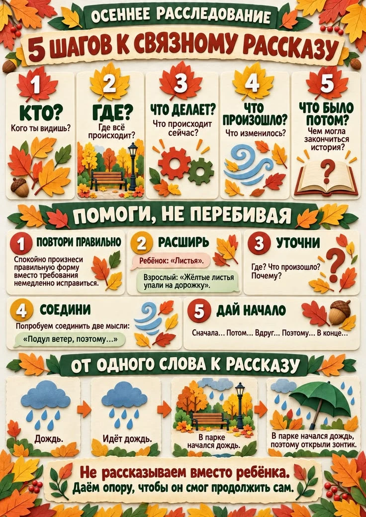 Правила обучения связаному  рассказу