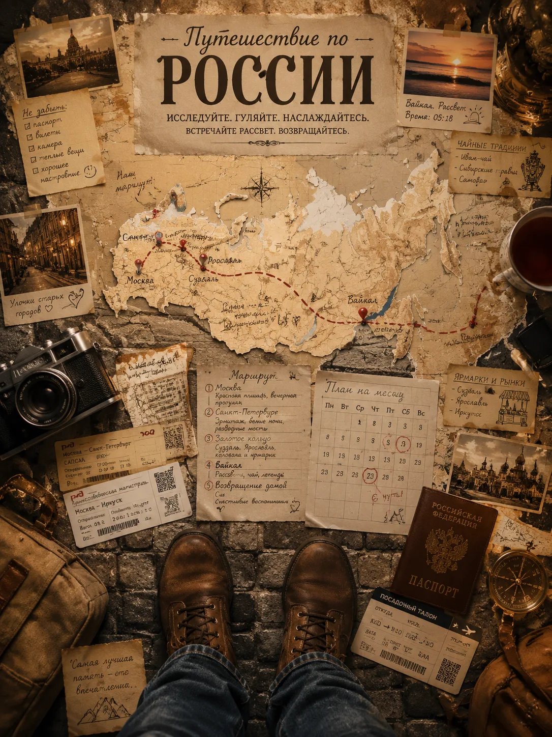 Туристический постер для планирования путешествия по России
Нейросеть: GPT Image 2