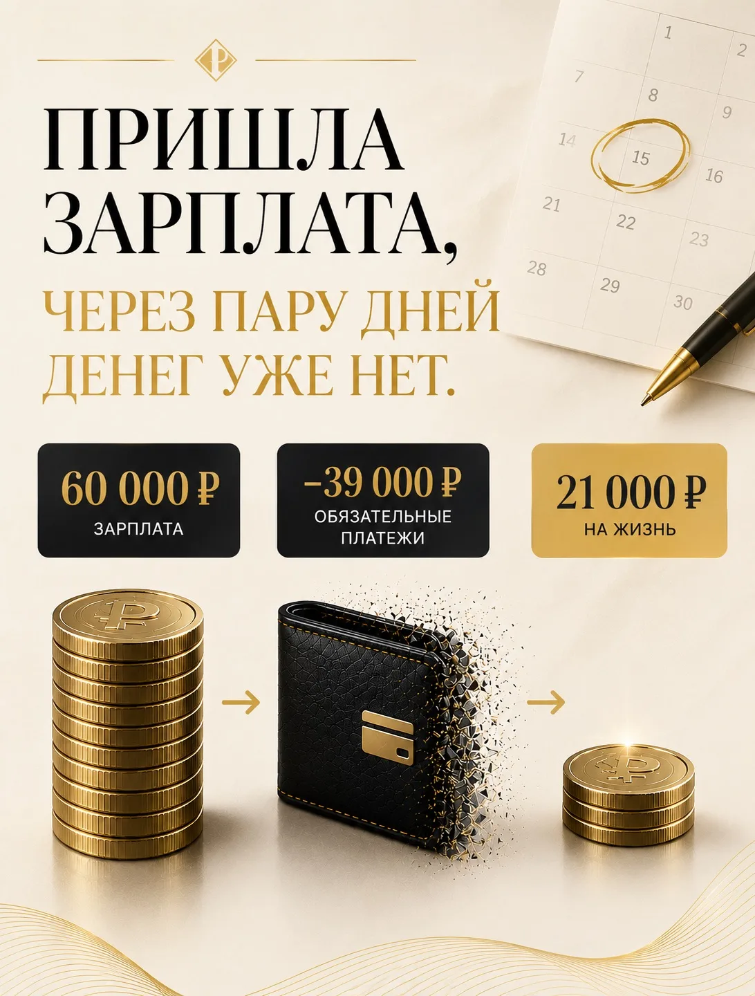 Зарплата пришла. А через пару дней денег уже почти нет. Знакомо?