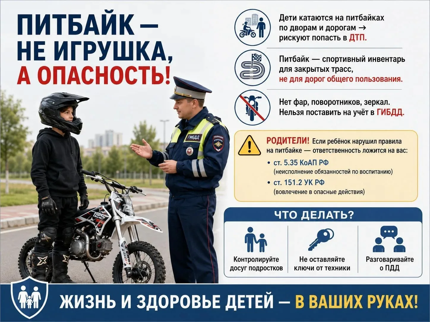 Питбайк не игрушка: Госавтоинспекция напоминает правила безопасности 

Ключевые правила безопасности