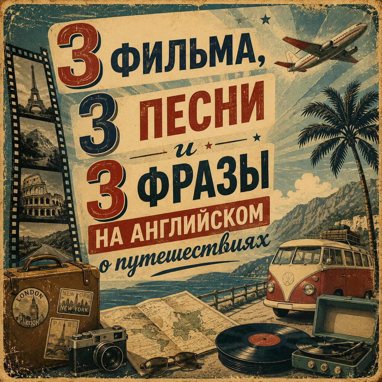🌍 3 фильма, 3 песни и 3 полезные фразы для путешествий на английском

Собираетесь в отпуск? Тогда с