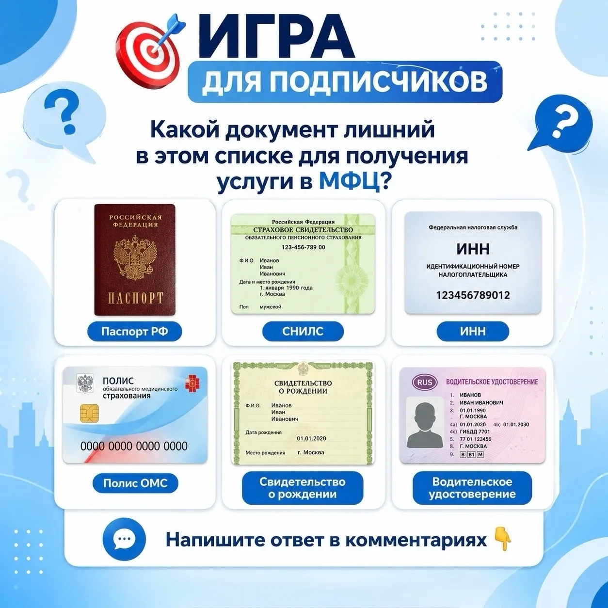 🏢  В МФЦ ежедневно помогают оформлять десятки различных услуг и документов.

А насколько хорошо вы 