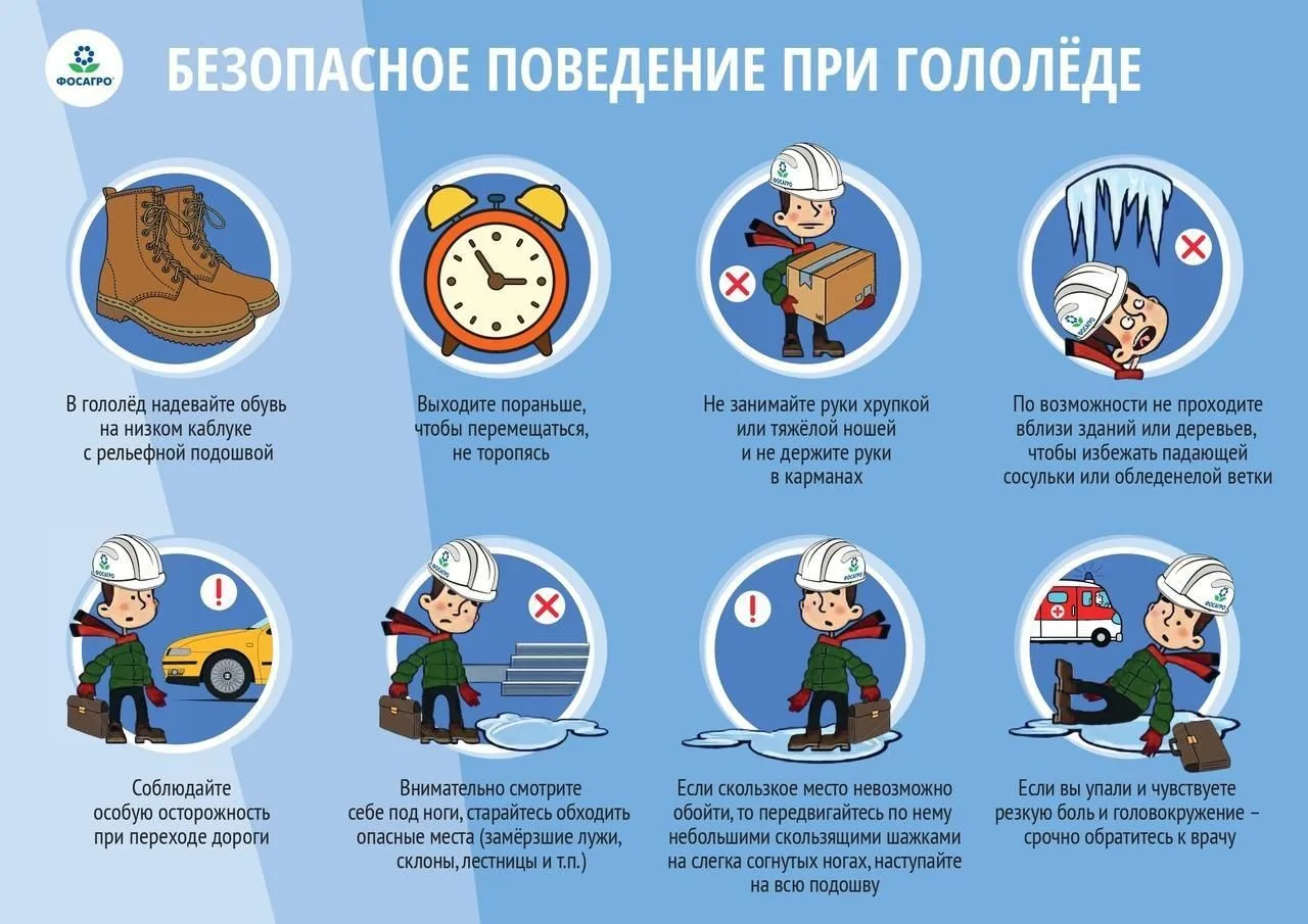 Меры безопасности при гололеде: