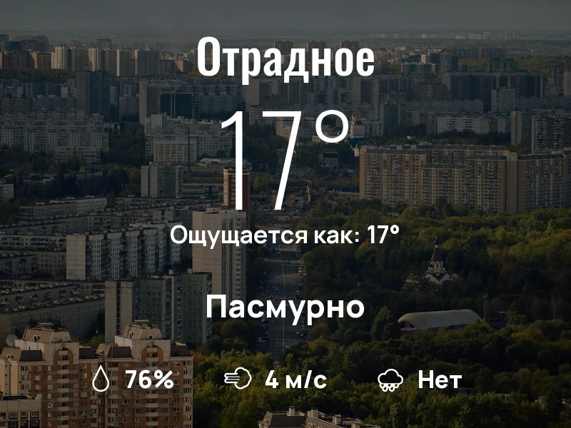Что с погодой в Отрадном?

Одевайтесь по погоде, берегите себя!
Лёгкого дня, соседи!

#погоданарайон