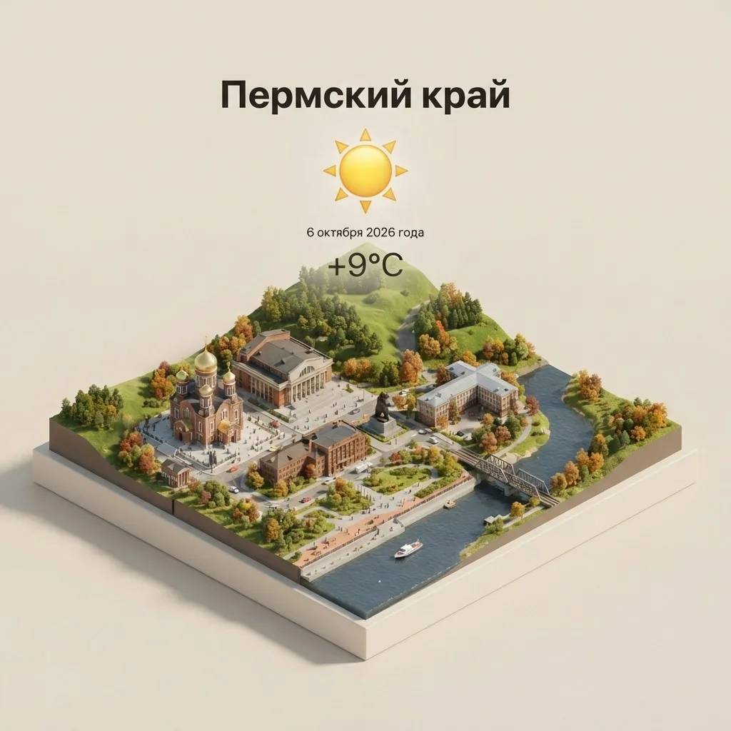 🍁 6 октября в Пермском крае ожидается   солнечно и с дневным потеплением.