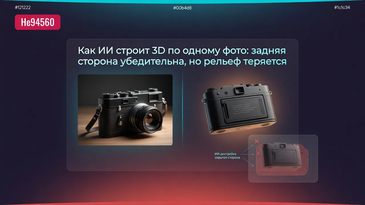 Как ИИ строит 3D по одному фото: задняя сторона убедительна, но рельеф теряется