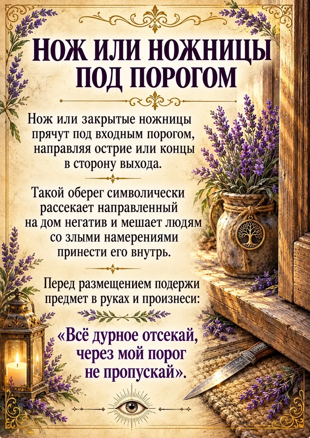 🔪 Перед тем как положить нож или закрытые ножницы под входной порог, подержите предмет...
