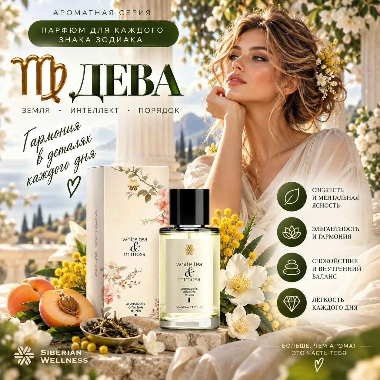 🌿 ПАРФЮМ ДЛЯ ДЕВЫ: White Tea & Mimosa