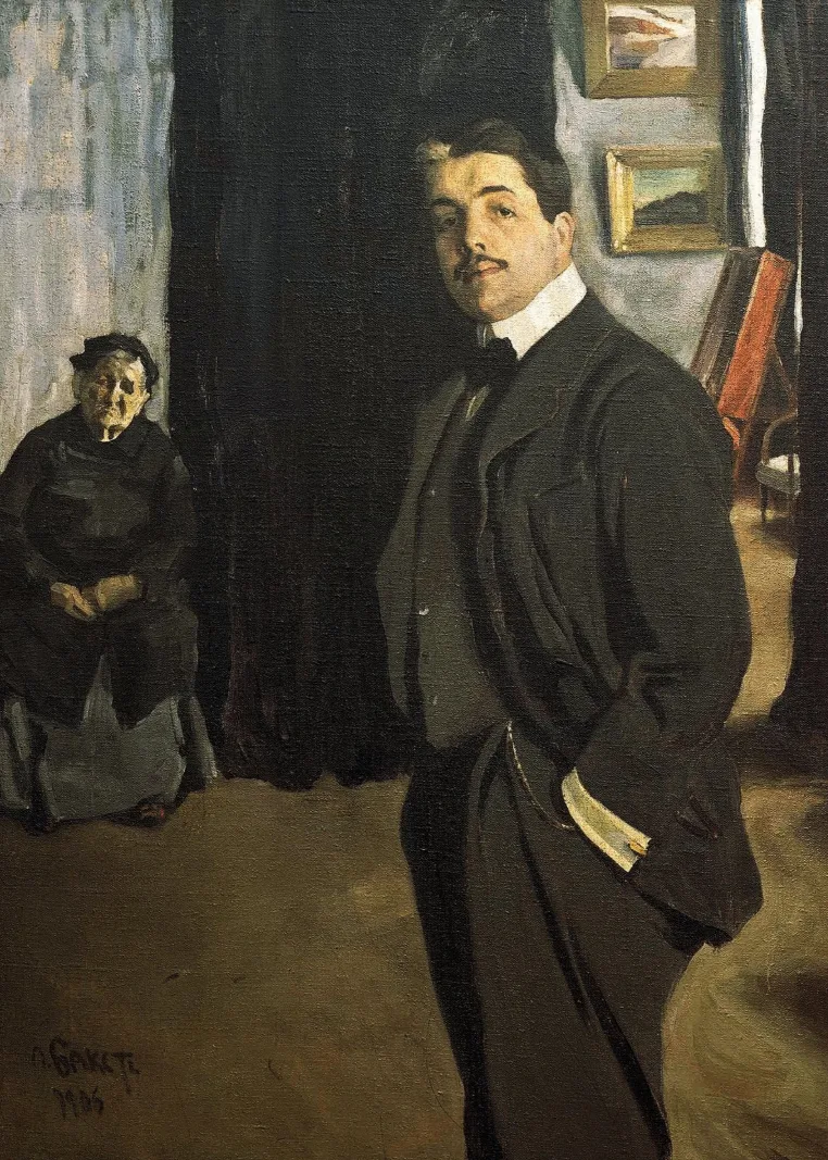 «Портрет Сергея Павловича Дягилева с няней»
1906 г.
Леон Бакст
Русский музей, Санкт-Петербург.

Антр