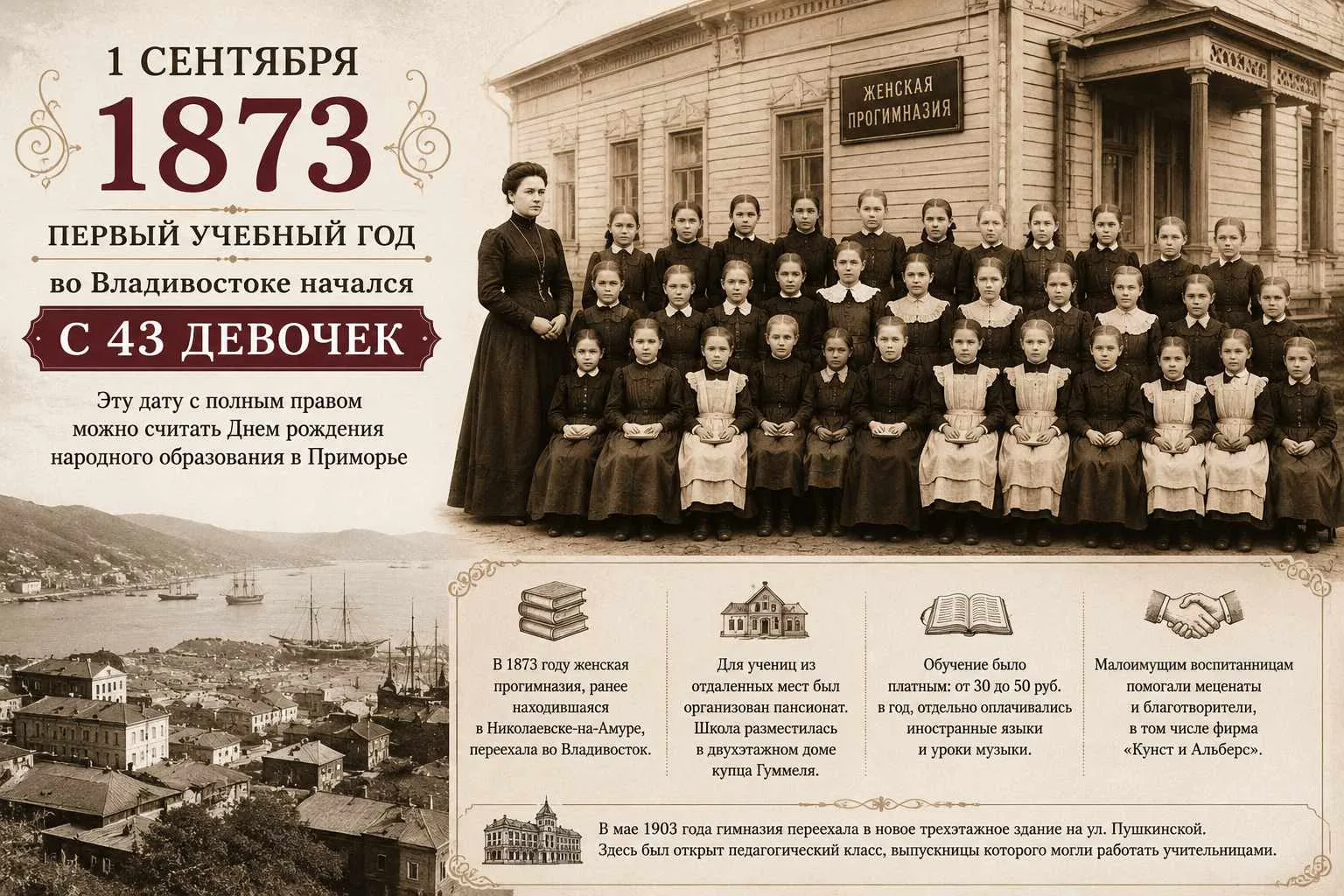 📚 Первый учебный год во Владивостоке начался в 1873 году
