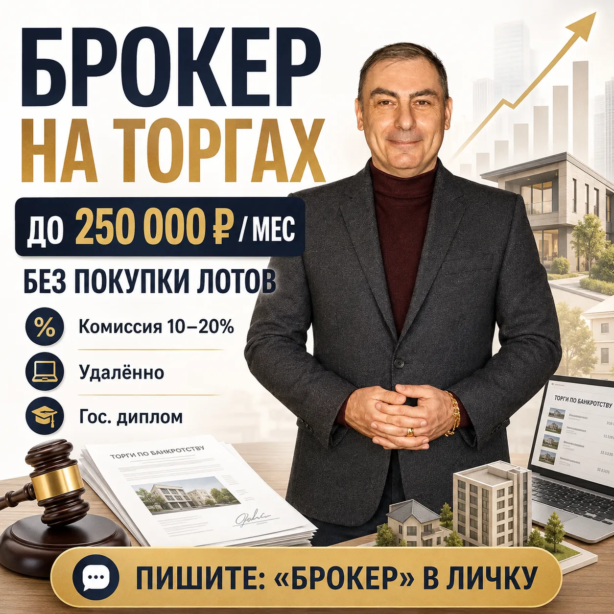 🔥 Брокер на торгах: профессия, которая приносит 250 000 ₽ в месяц без покупки лотов