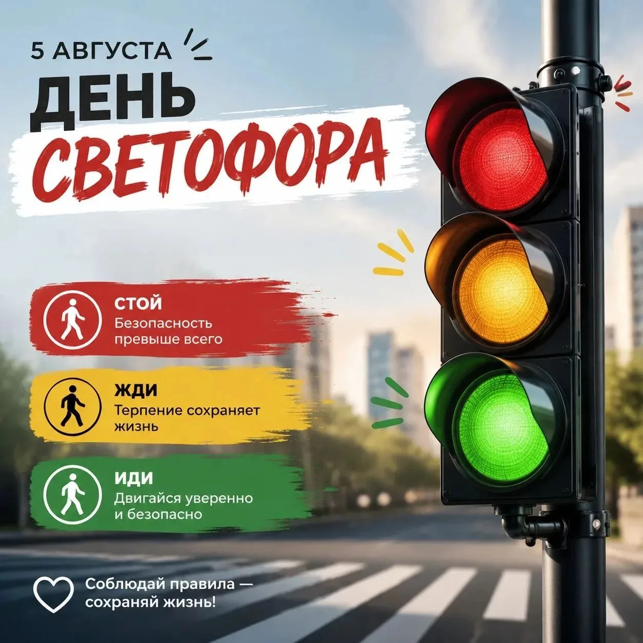 🚦Международный день светофора отмечается 5 августа