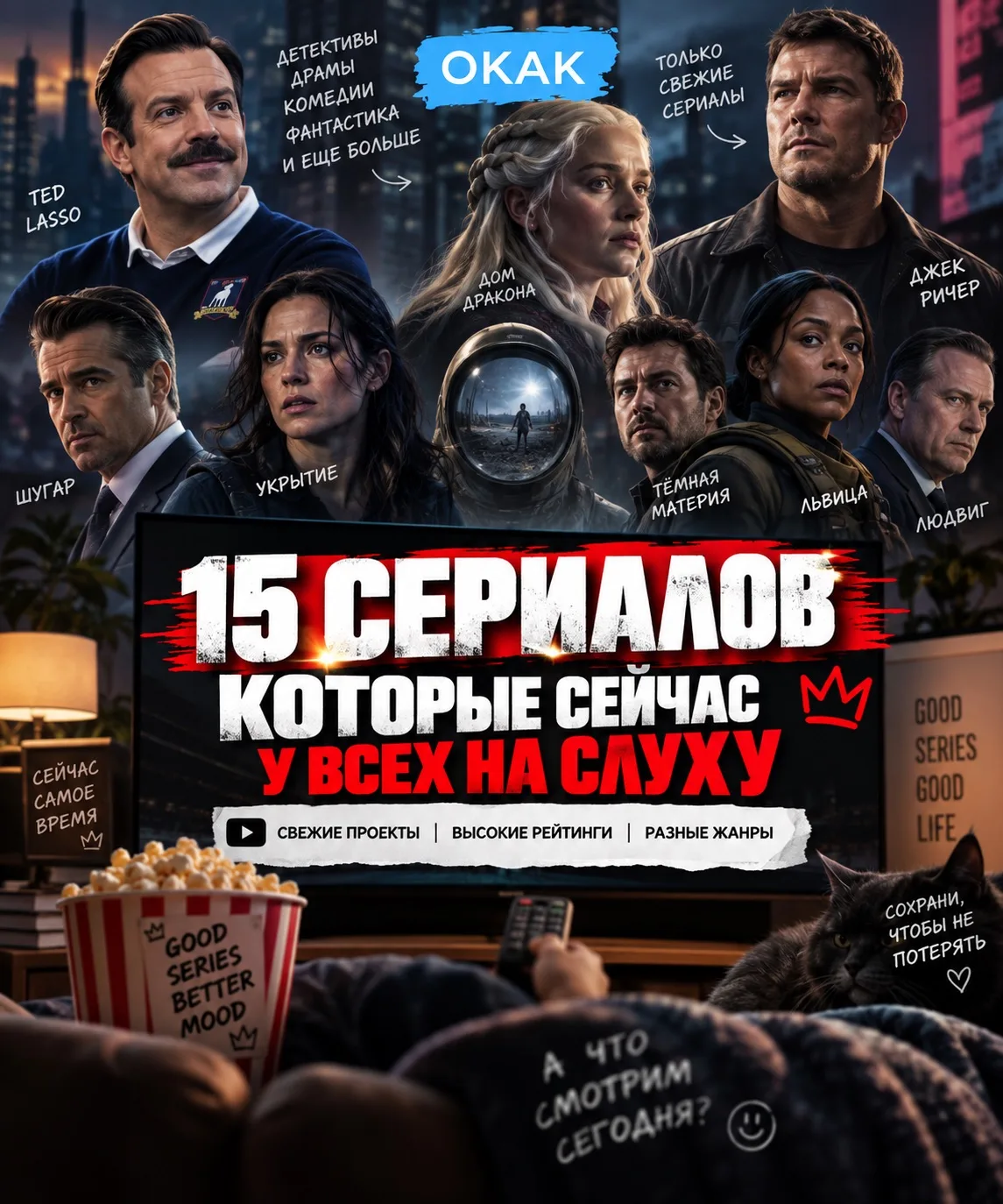 🎬🍿 15 сериалов, которые сейчас на слуху и реально заслуживают места в вашем списке.⚡