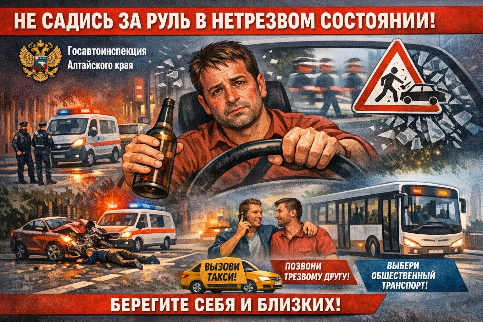 ‼️🚫🍷Госавтоинспекция Алтайского края напоминает о недопустимости управления транспорт...