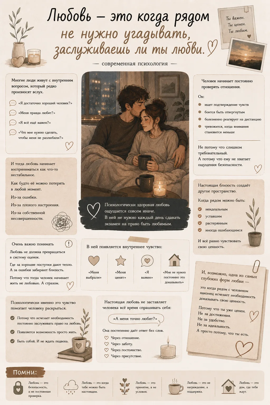 ✨ «Любовь — это когда рядом не нужно угадывать, заслуживаешь ли ты любви.»