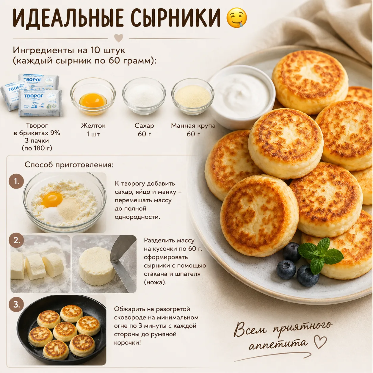 Рецепт идеальных сырников