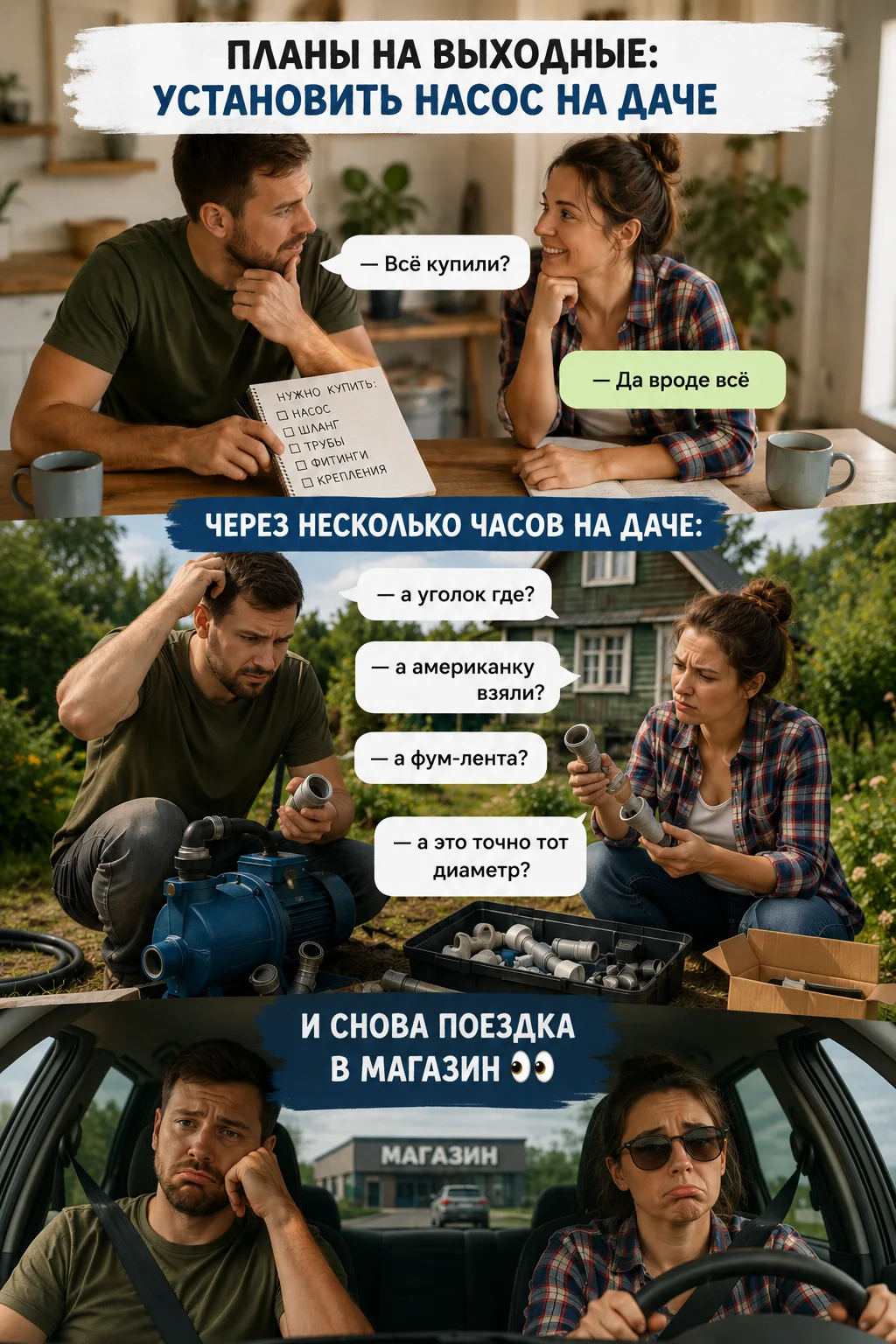Планы на выходные, установить насос на даче: