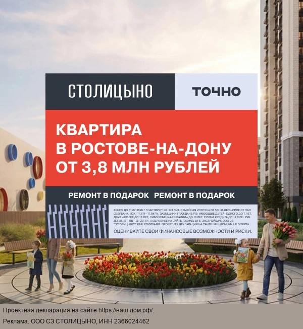 Квартира в Ростове от 3.8 млн рублей. Ремонт в подарок!
