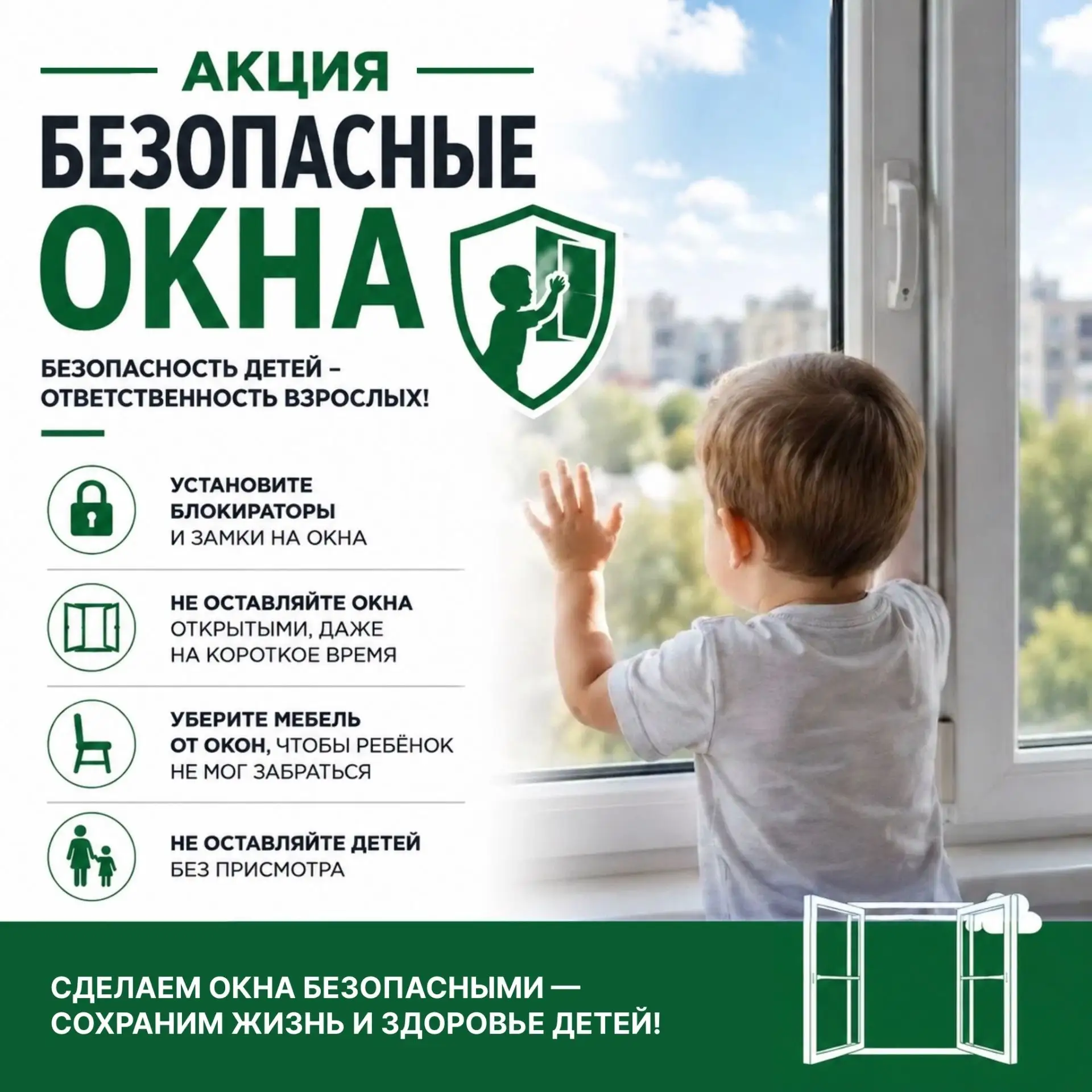 Не допустите трагедии: защитите детей от падения из окон