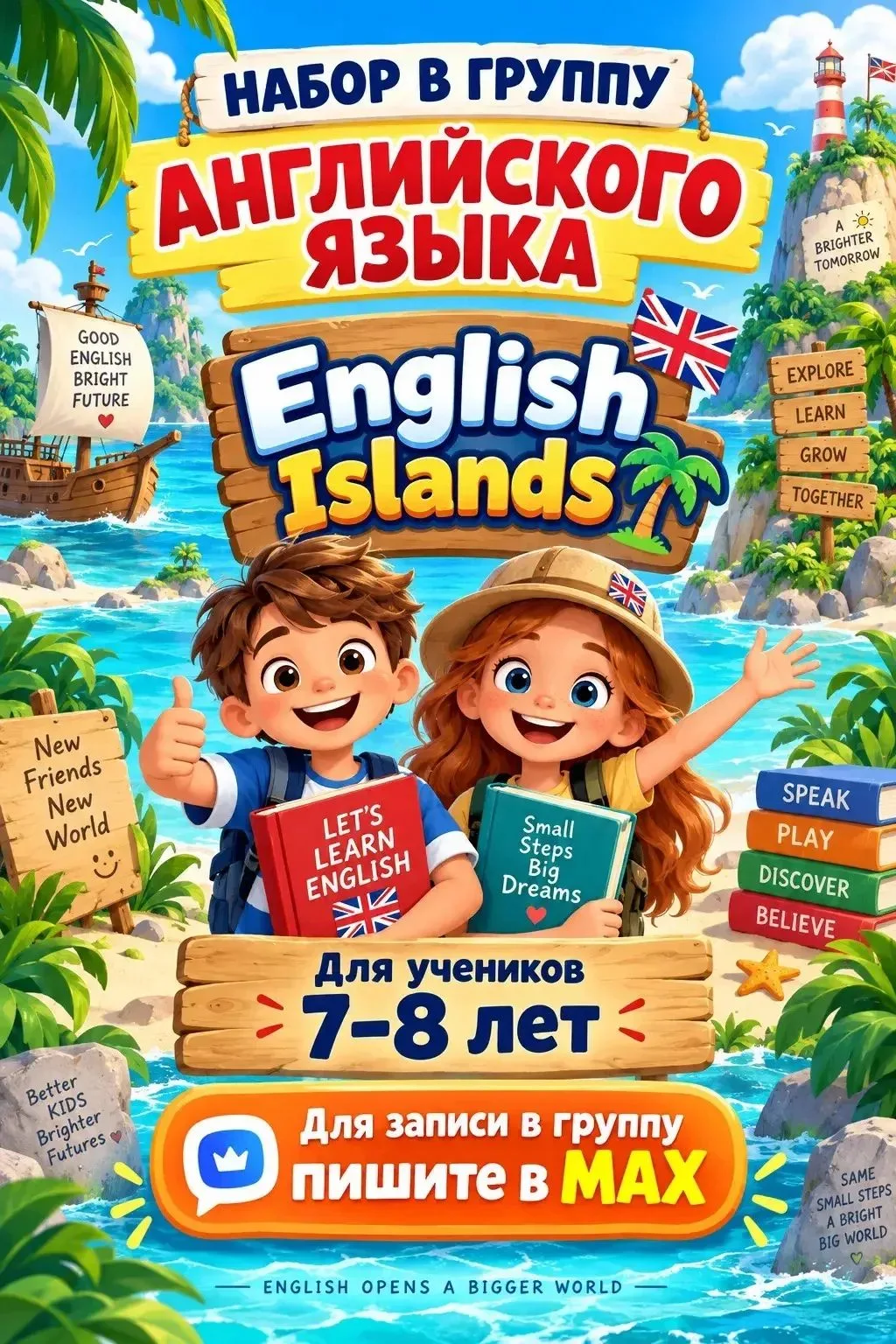 📣 Лицей «Алгоритм» набор детей 7-8 лет на кружок английского «English islands» 🇬🇧