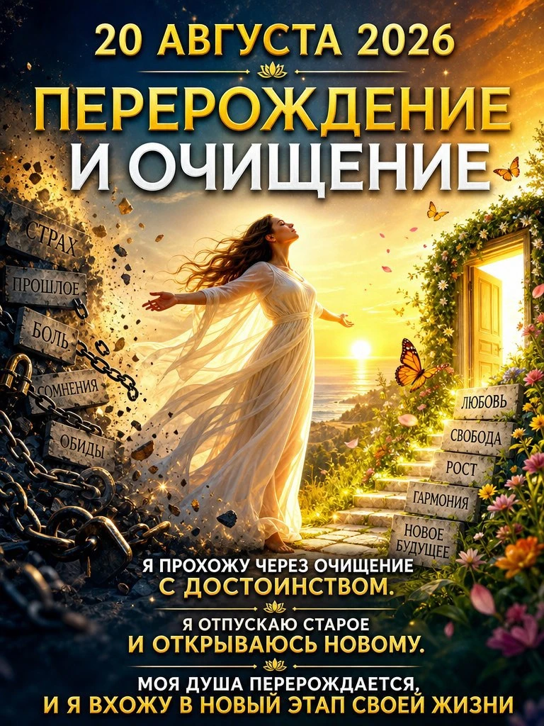 🌙 20 АВГУСТА 2026 — ПЕРЕРОЖДЕНИЕ И ОЧИЩЕНИЕ 🌙