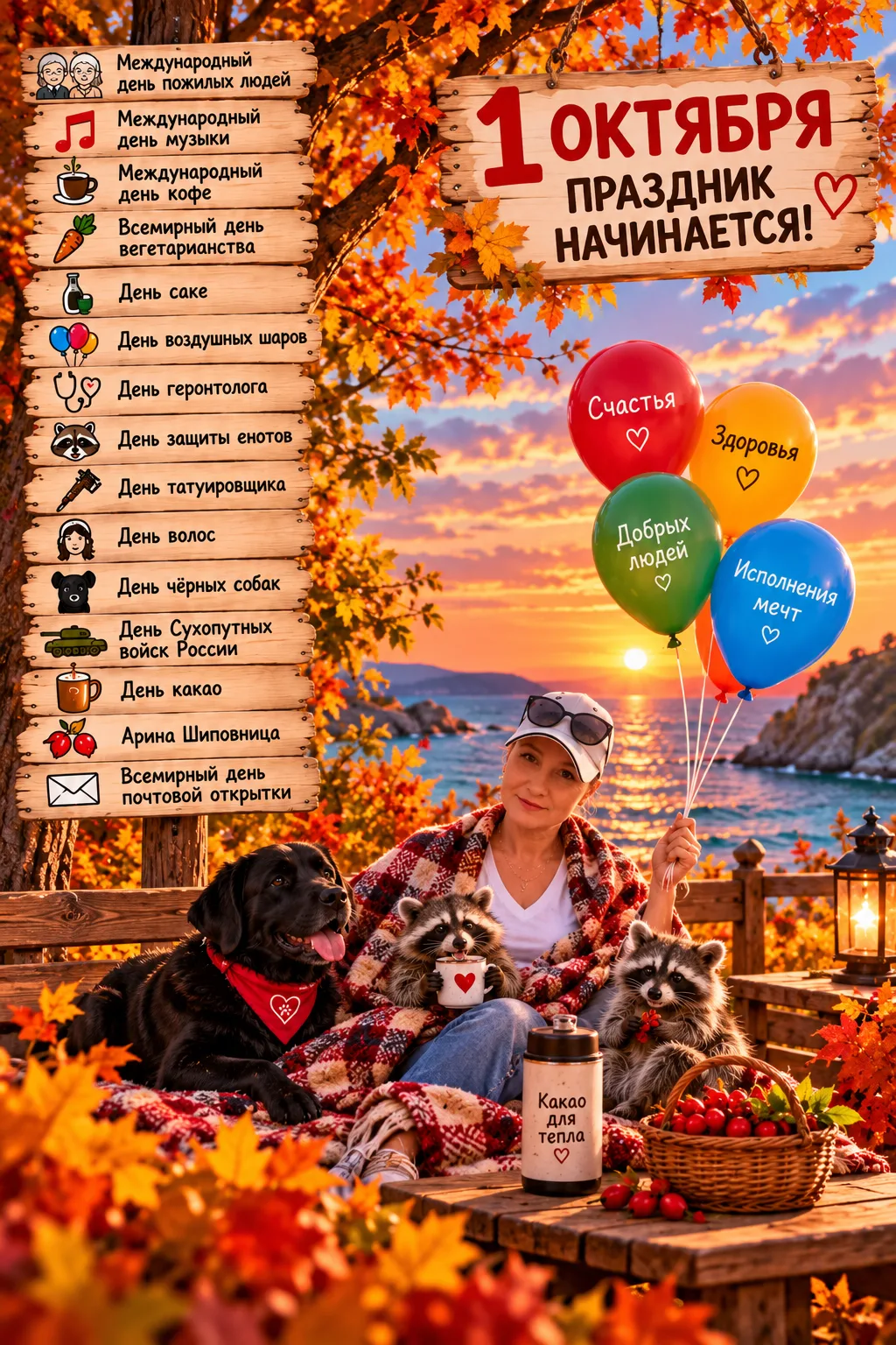 🎉 Доброе утро! Сегодня 1 октября — начинаем новый месяц с размахом! 🍁😄