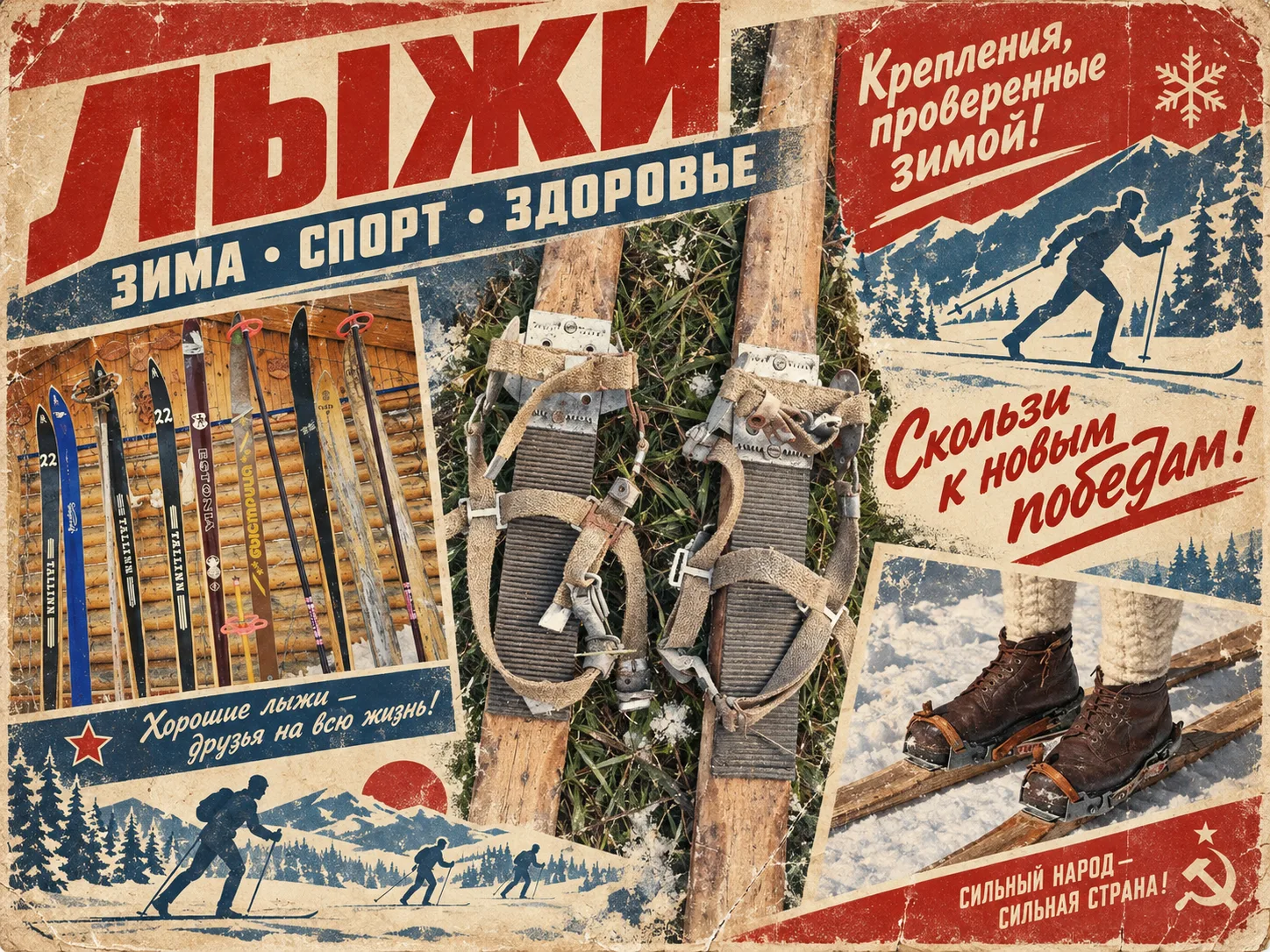 Лыжи с кожаными или полужёсткими креплениями