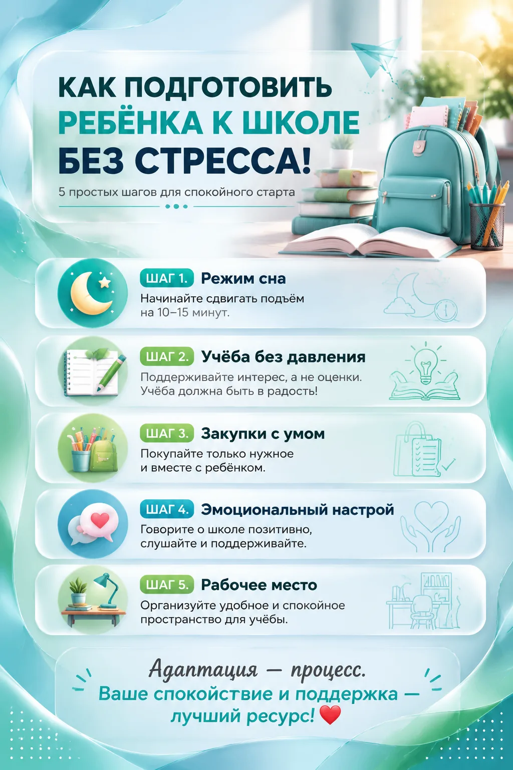 📚 Как подготовить ребёнка к школе без стресса: 5 простых шагов