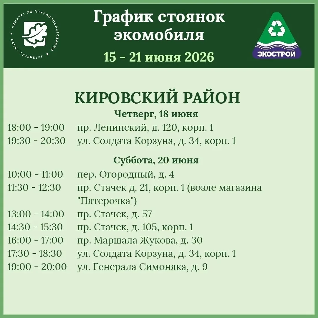 Балтийская Жемчужина | Автово | Нарвская | Санкт-Петербург🏡

🚛 График экомобиля на неделю 
 
Не на