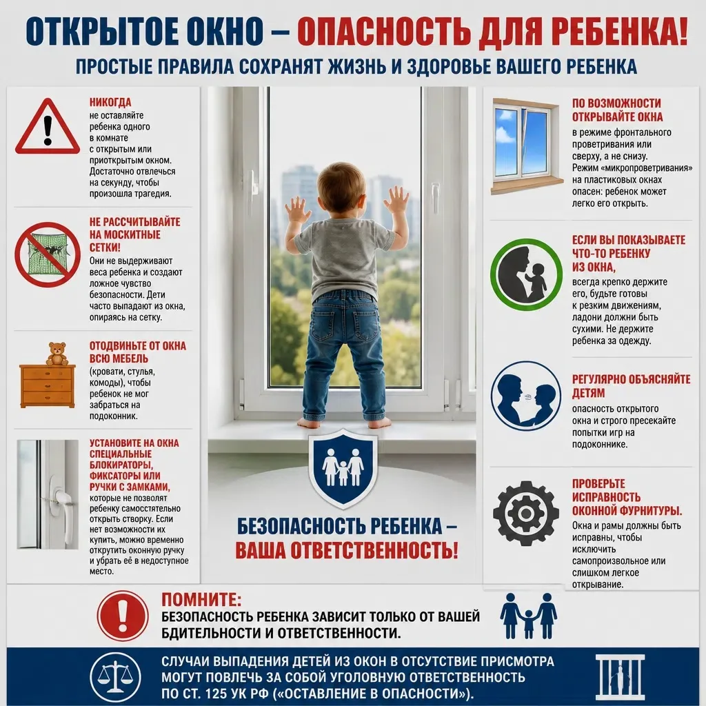 📌Выпадение из окон и с балконов — это крайне опасная ситуация, которая чаще всего прив...