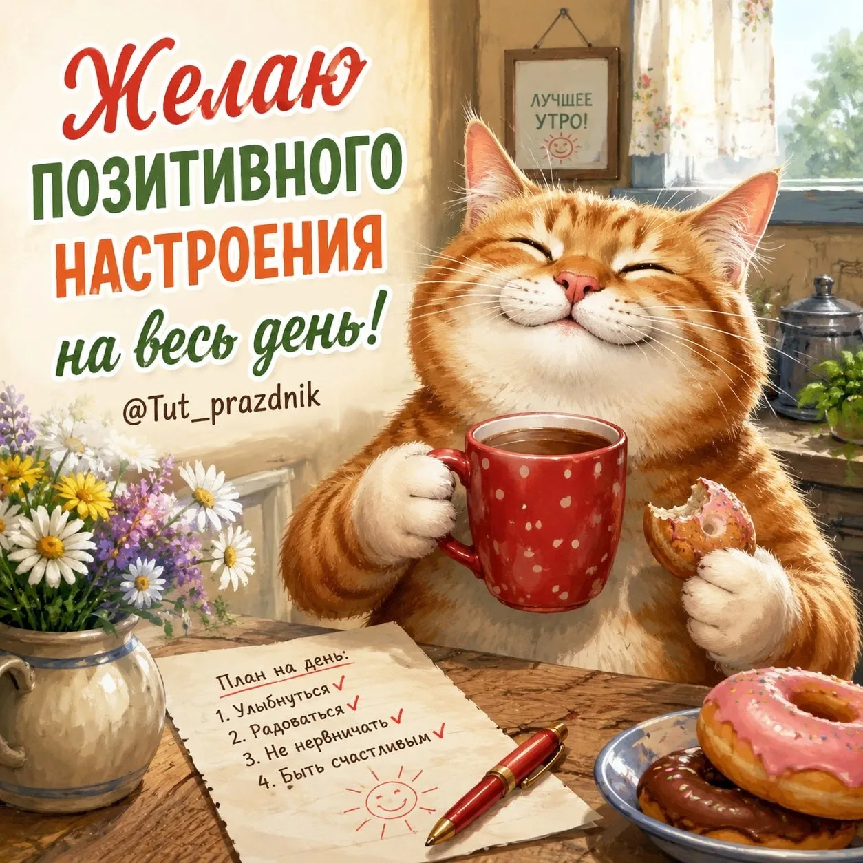 Желаю позитивного настроения на весь день! 🌻

Красивые открытки ❤️