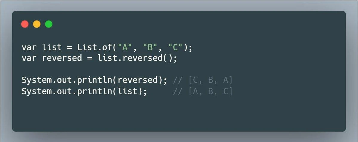 Java совет: List.reversed()

В Java появился удобный метод List.reversed(), который возвращает обрат