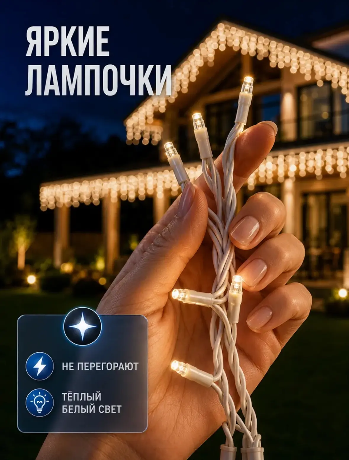 Гирлянда Бахрома для улицы и дома 50м💡