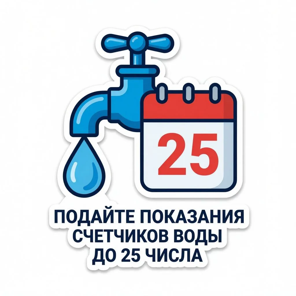 💧 Напоминаем: передайте показания счётчиков воды до 25 числа!