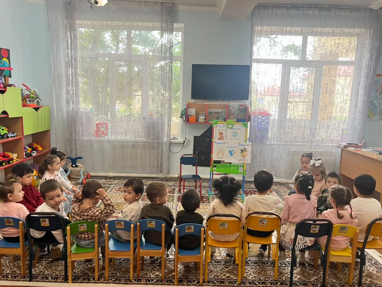 Реализация плана "Санитарный щит -безопасность для здоровья " -беседа и просматривание ...