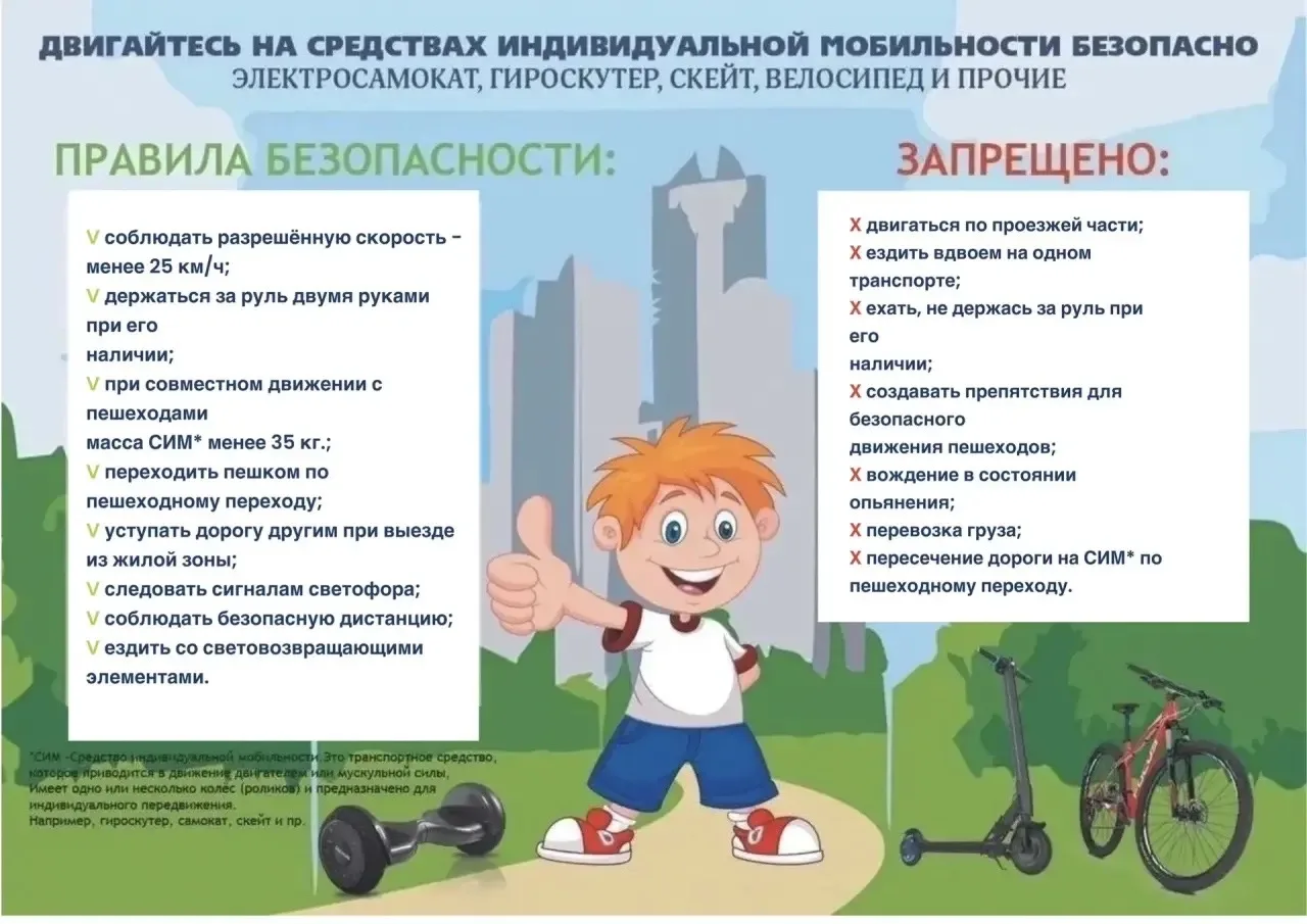 👍🏼Безопасное передвижение на средствах индивидуальной мобильности: правила для пользо...