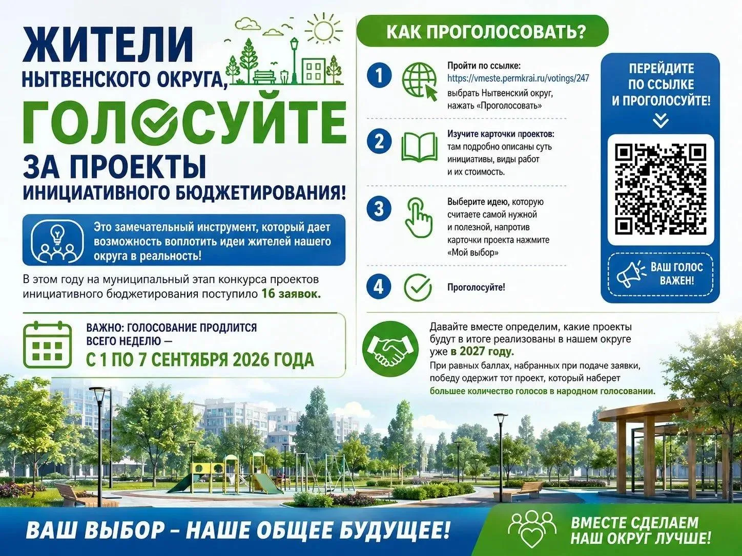 📣Жители Нытвенского округа, голосуйте за проекты инициативного бюджетирования!