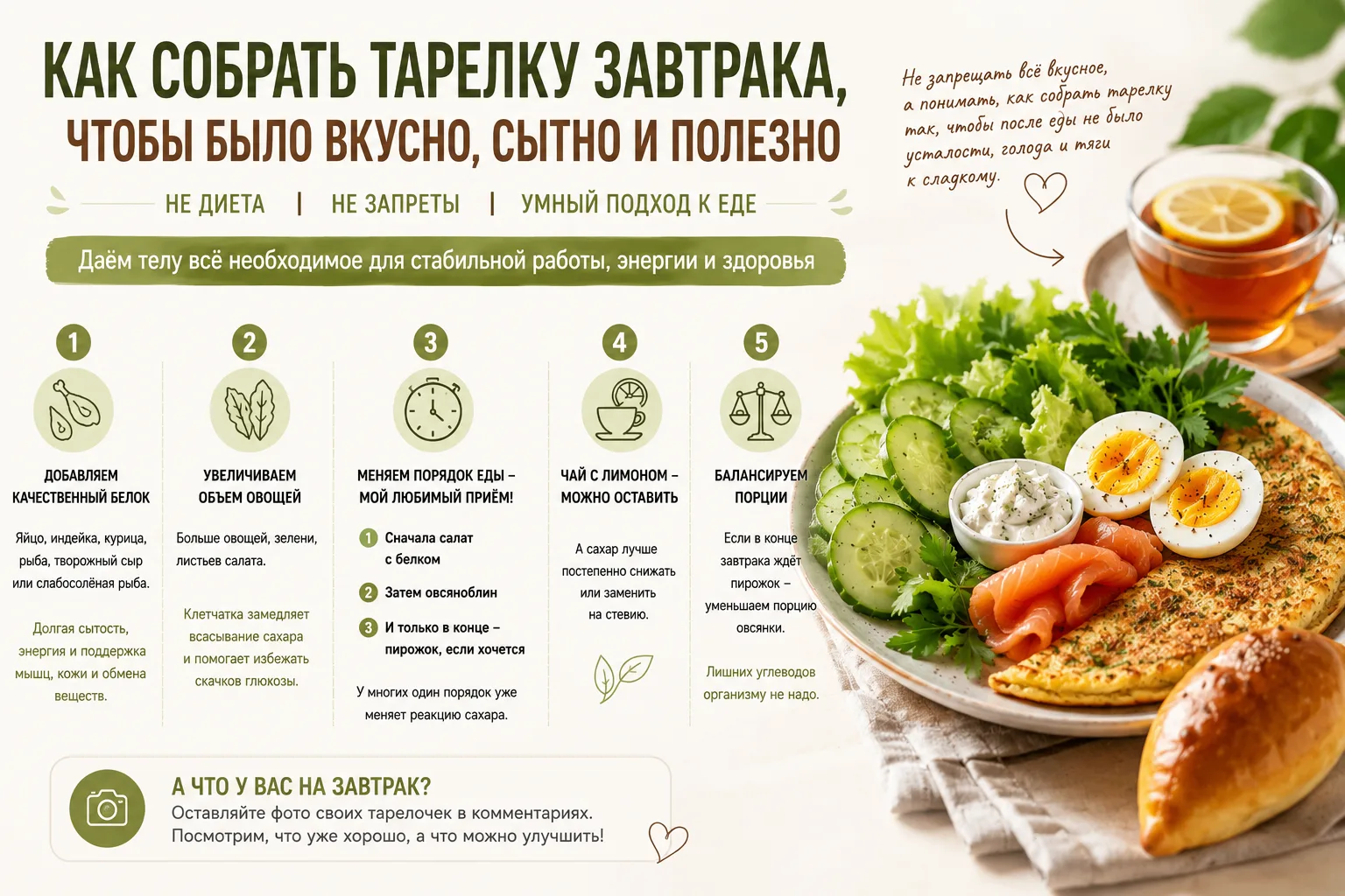 Пирожок можно оставить. Но тарелку лучше собрать иначе