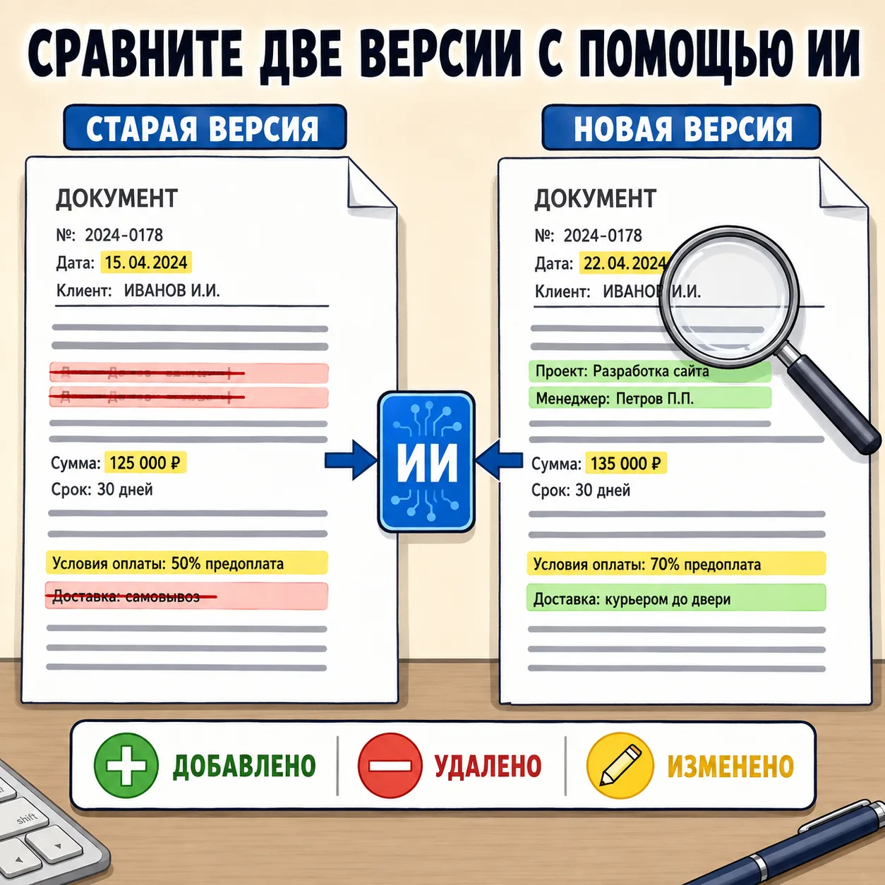 📑Как сравнить две версии документа с помощью ИИ.
