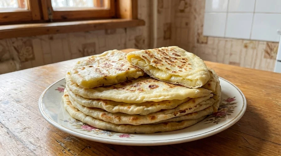 Балкарские хычины с картошкой и сыром — Тонкие, румяные лепёшки с нежной начинкой из картофеля и сыр