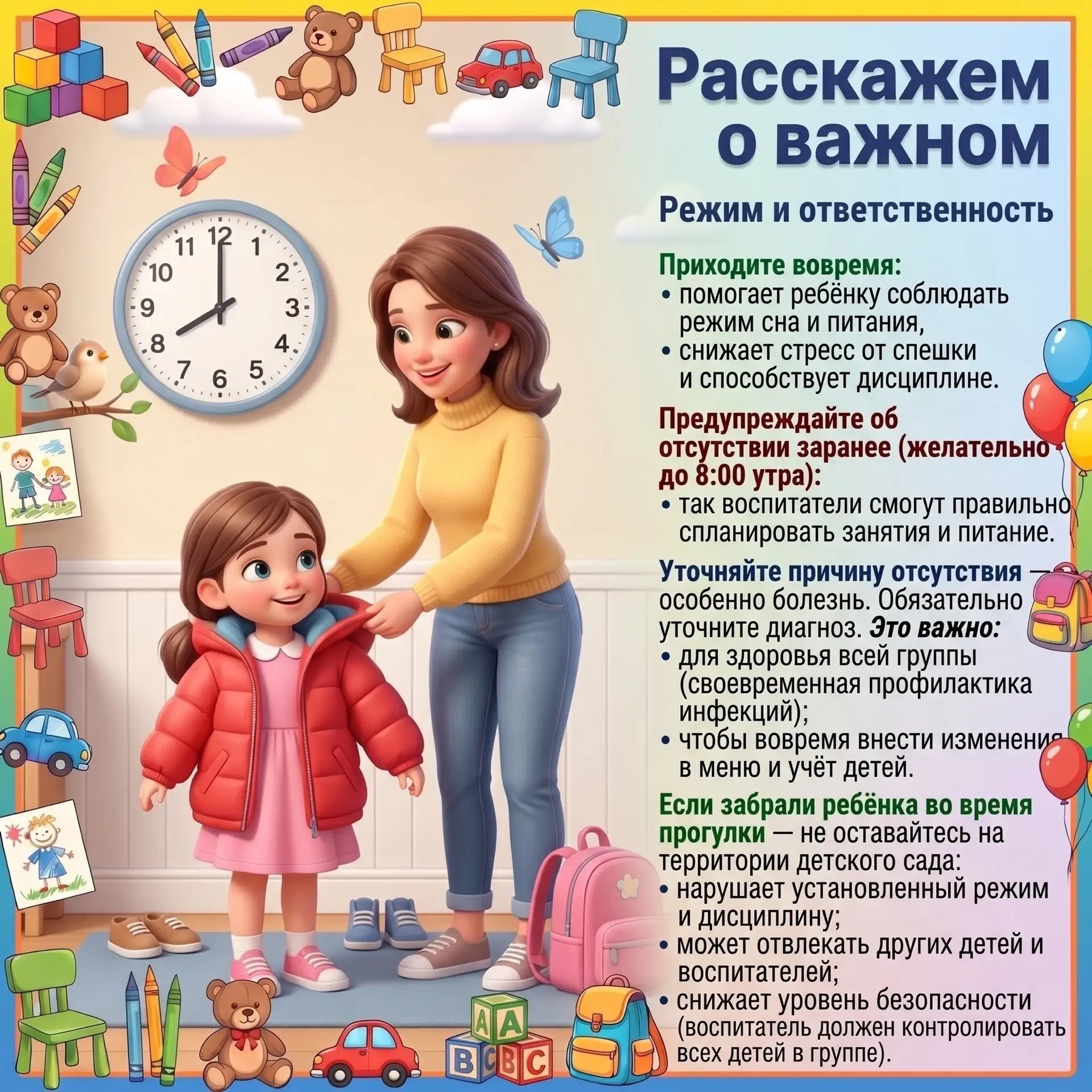 Расскажем о важном📌
⏰ Режим важен для детей. У него много плюсов: здоровый сон, хороший аппетит и и