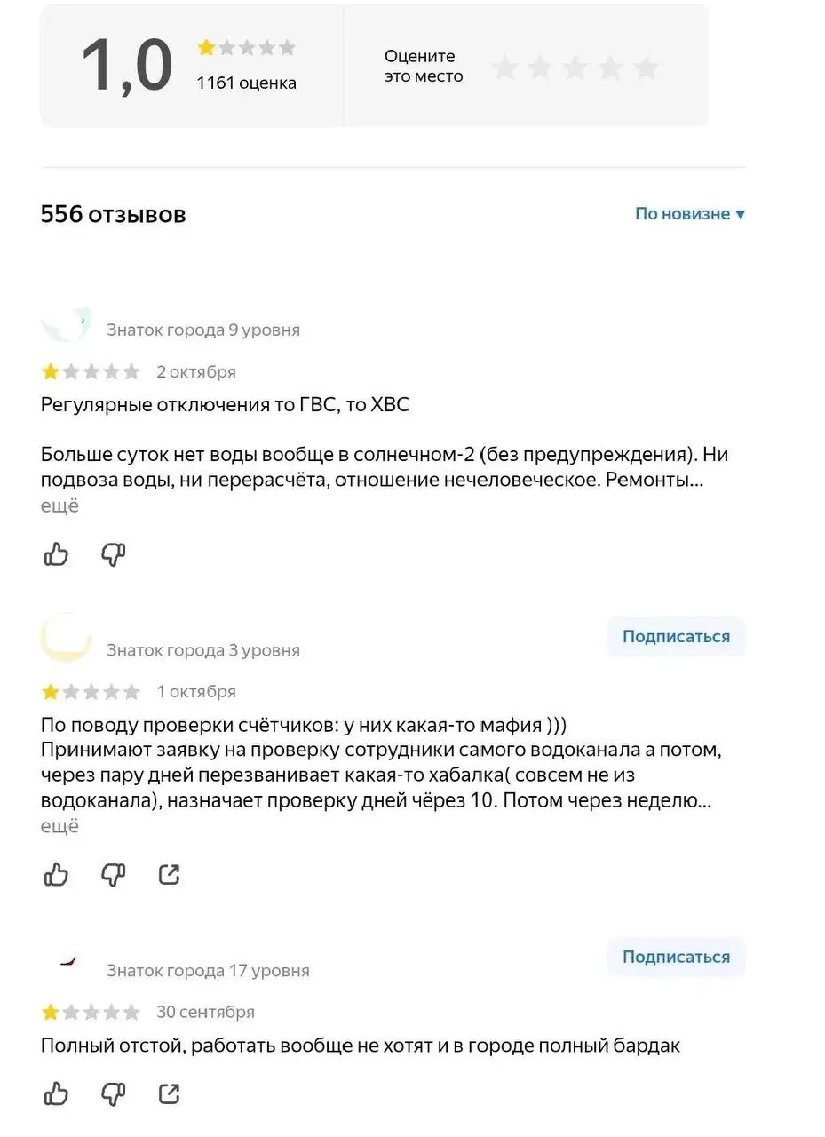 💧 Массовые жалобы на работу «Водоканала» оставляют жители Саратова