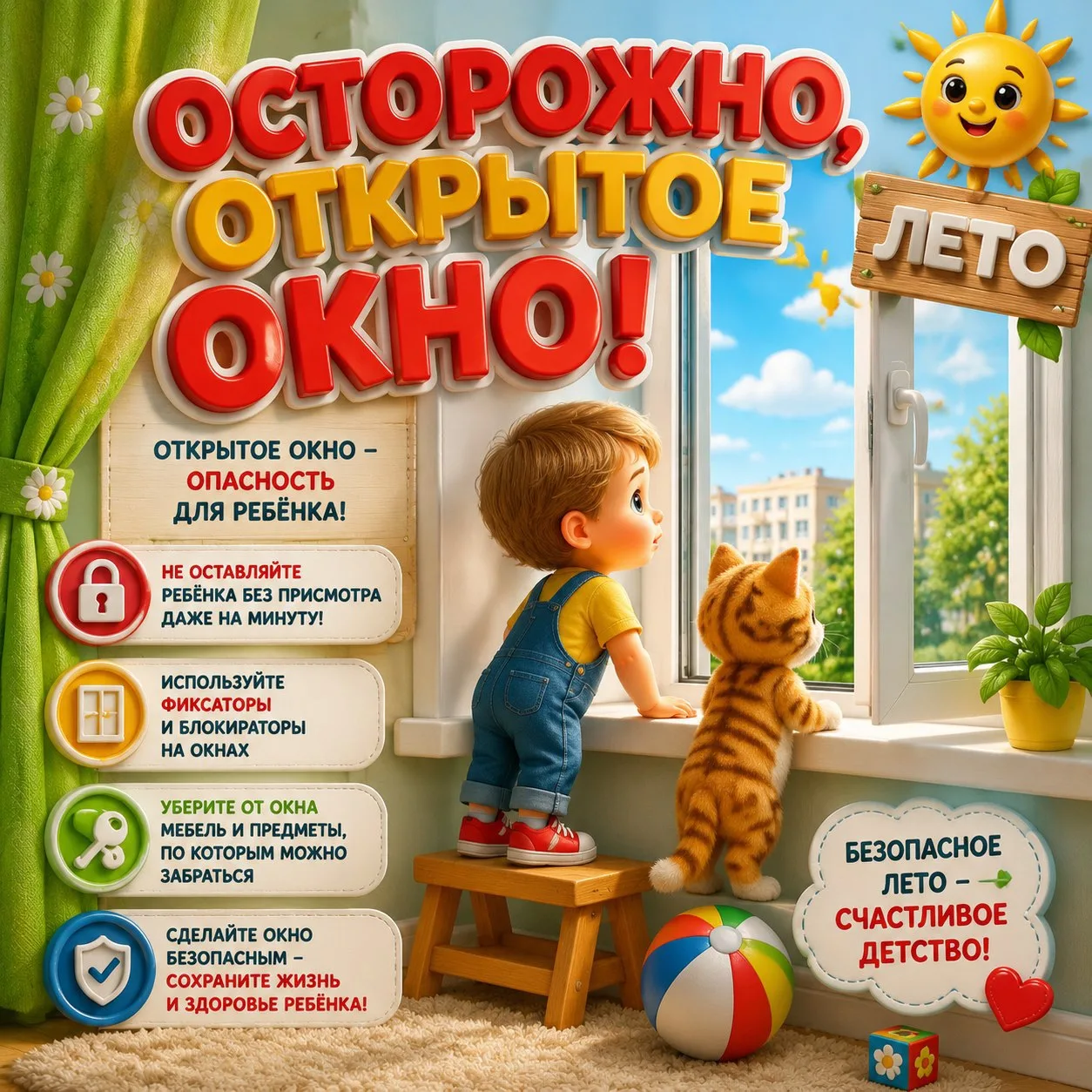 🪟 Безопасность дома: открытое окно — скрытая угрозаУважаемые родители!

☀️Лето — время тепла и част