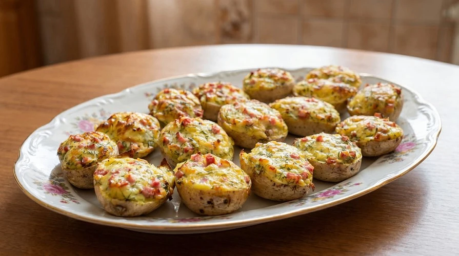 Картошка с мясом и сыром — Сытные запечённые картофельные лодочки с мясной начинкой и сырной шапкой.