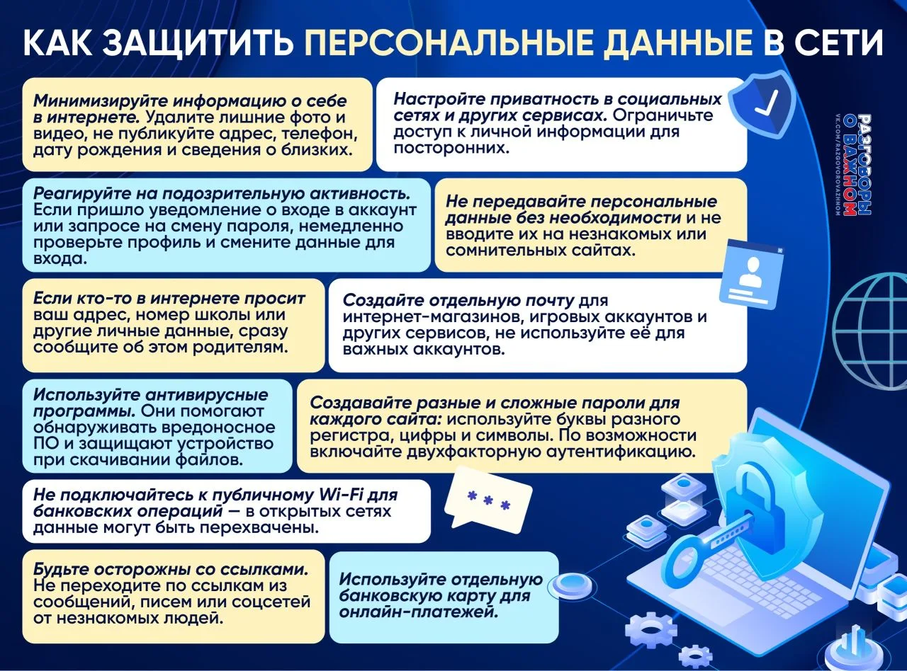 Памятка «Как защитить персональные данные в сети» 🛜💻