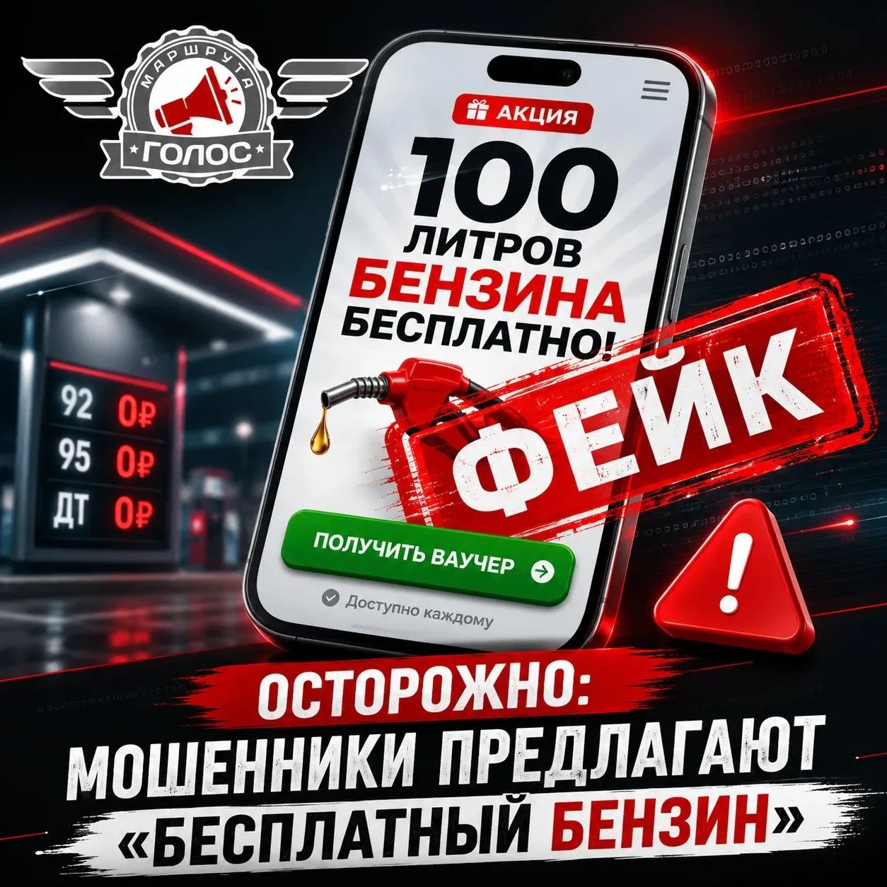 🚨 Осторожно: мошенники предлагают «бесплатный бензин»